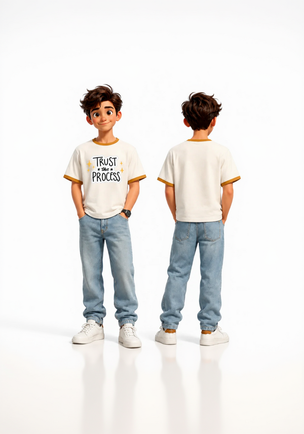 Two children wearing Trend Fever matching outfits with a white background
