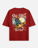 Trend Fever DIE FIRST THEN QUIT oversized Red graphic T-shirt in premium 240 GSM cotton