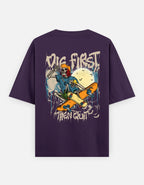 Trend Fever DIE FIRST THEN QUIT oversized Purple graphic T-shirt in premium 240 GSM cotton