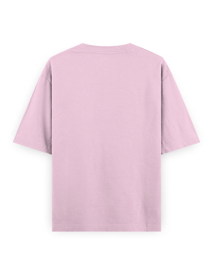 Back view of oversized light purple streetwear t-shirt on white background