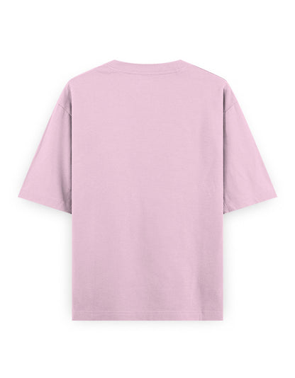 Back view of plain light pink oversized streetwear t-shirt on white background