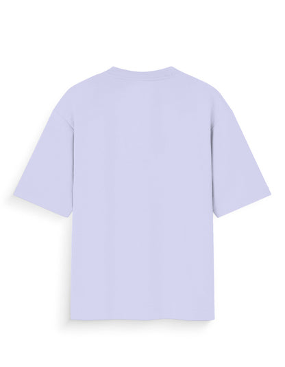 Back view of oversized light lavender streetwear t-shirt with short sleeves