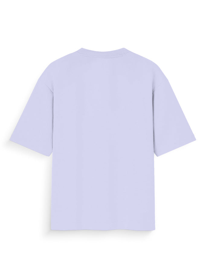 Back view of light lavender oversized streetwear t-shirt with short sleeves