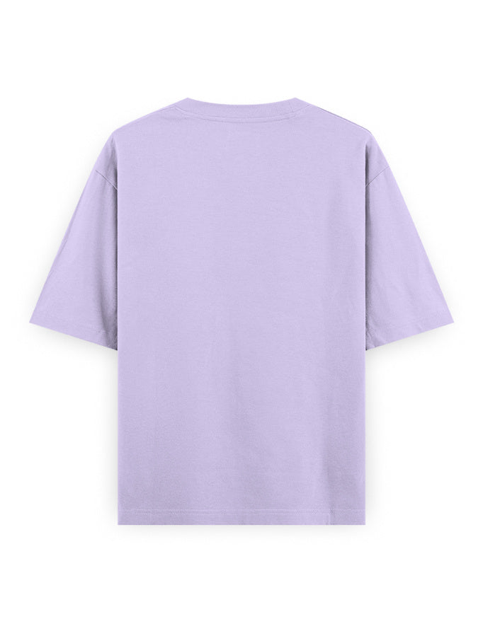 Back view of plain lavender oversized unisex streetwear t-shirt
