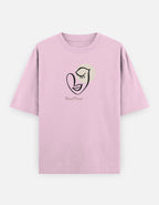 Close-up of minimalist abstract face graphic on Trend Fever 240 GSM oversized cotton T-shirt