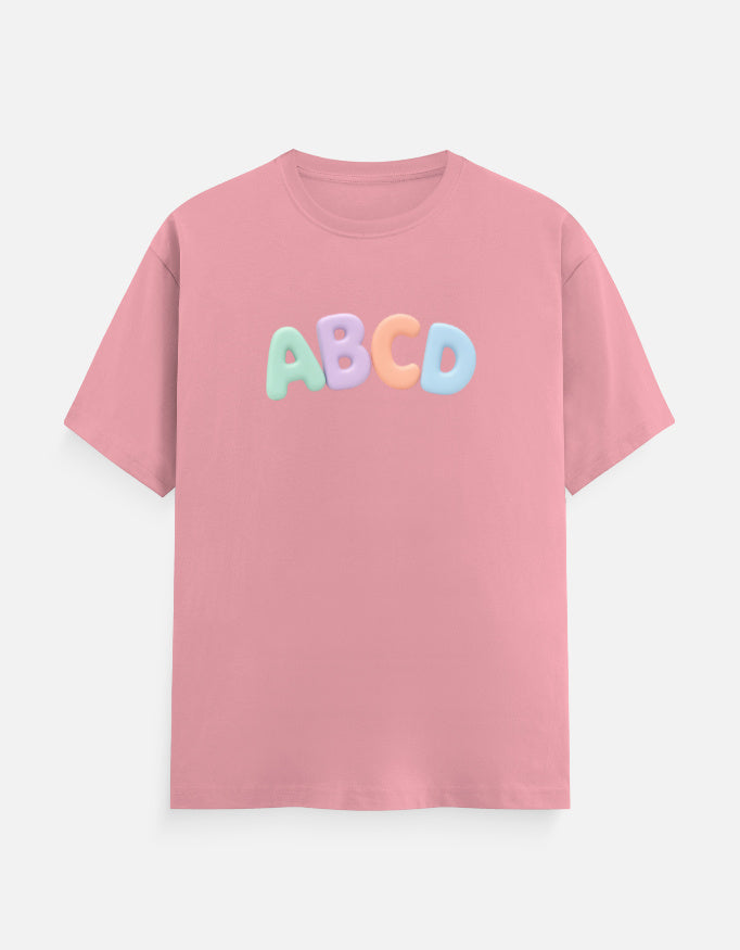 Comfortable cotton t-shirt for boys and girls featuring Trend Fever ABC graphic design and regular fit.