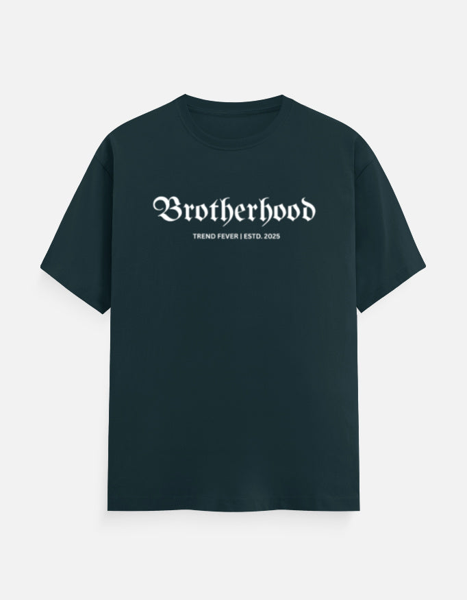 Black t-shirt with white text on a white background