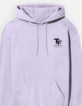 Light purple hoodie with a black skull design on a white background by Trend Fever