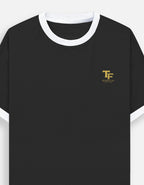 Black Trend Fever t-shirt with 'Courage' embroidery on a light green background