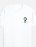 A white short-sleeve crewneck t-shirt featuring a colorful tree graphic on the left chest with the text 'LIFE IN FULL COLOR' and 'TODAY!' underneath, by TREND FEVER