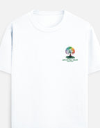 A white short-sleeve crewneck t-shirt featuring a colorful tree graphic on the left chest with the text 'LIFE IN FULL COLOR' and 'TODAY!' underneath, by TREND FEVER