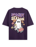 Spooky Season Floral Ghost - Premium Oversized Cotton Streetwear T-Shirt