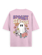 Spooky Season Floral Ghost - Premium Oversized Cotton Streetwear T-Shirt