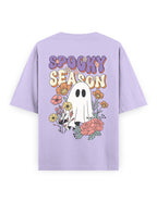 Spooky Season Floral Ghost - Premium Oversized Cotton Streetwear T-Shirt