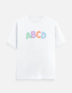 Soft cotton kids t-shirt with ABC alphabet print by Trend Fever for everyday casual wear.