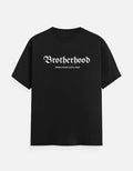 Black t-shirt with 'BROTHERHOOD By Trend Fever!' text on a white background