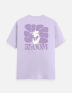 Trend Fever Bloom graphic cotton t-shirt in lavender with retro floral print.