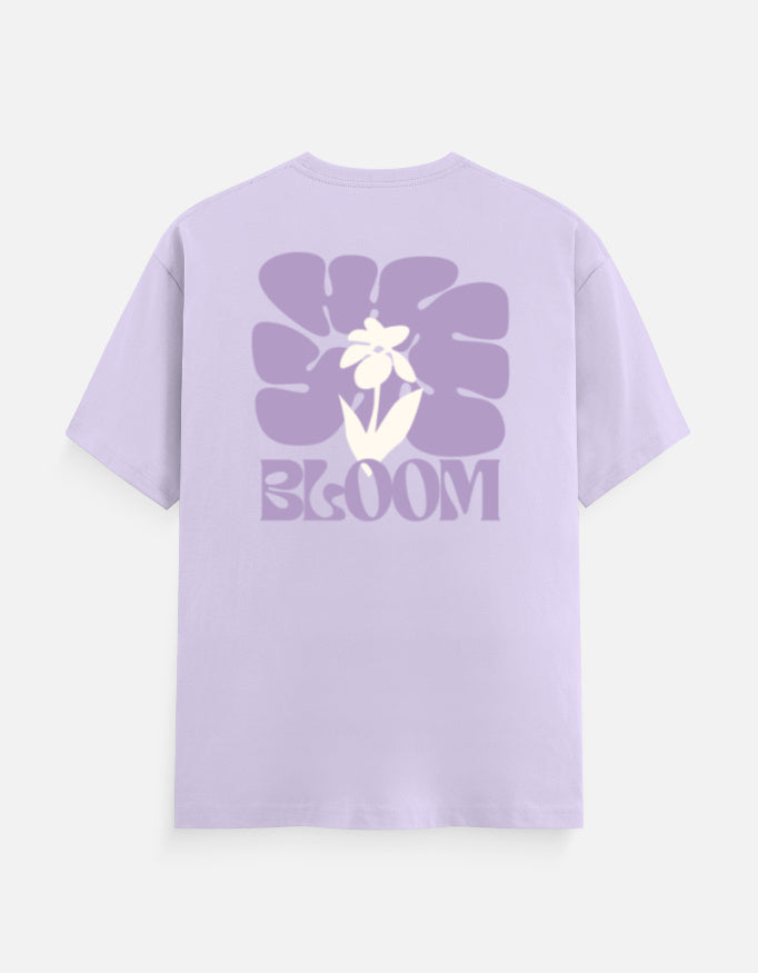 Trend Fever Bloom graphic cotton t-shirt in lavender with retro floral print.