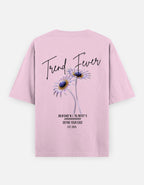 Trend Fever Baby Pink Floral Oversized T-Shirt – Premium 240 GSM Cotton Streetwear for Men & Women with Elegant Floral Back Graphic
