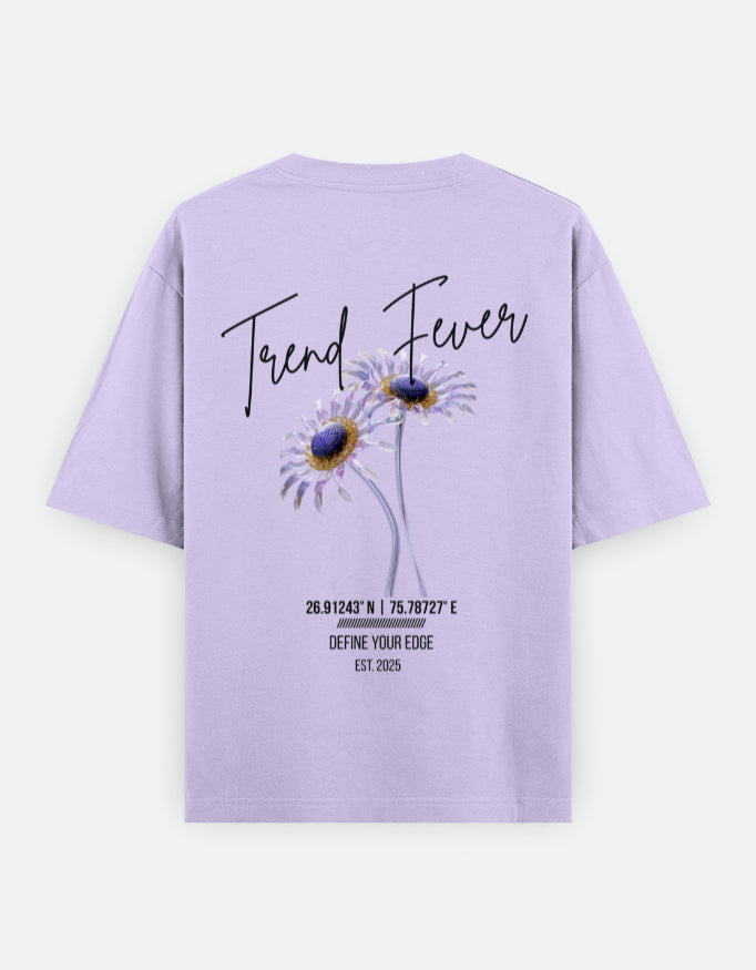 Trend Fever Lavender Floral Oversized T-Shirt – Premium Cotton Heavyweight Streetwear Tee with Luxury Floral Graphic Print