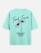 Trend Fever Mint Green Floral Oversized T-Shirt – Premium Heavyweight Cotton Streetwear with Signature Floral Graphic Back Print