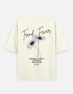 Trend Fever Cream Floral Oversized T-Shirt – Premium Heavyweight Cotton Unisex Streetwear with Minimal Luxury Floral Back Design