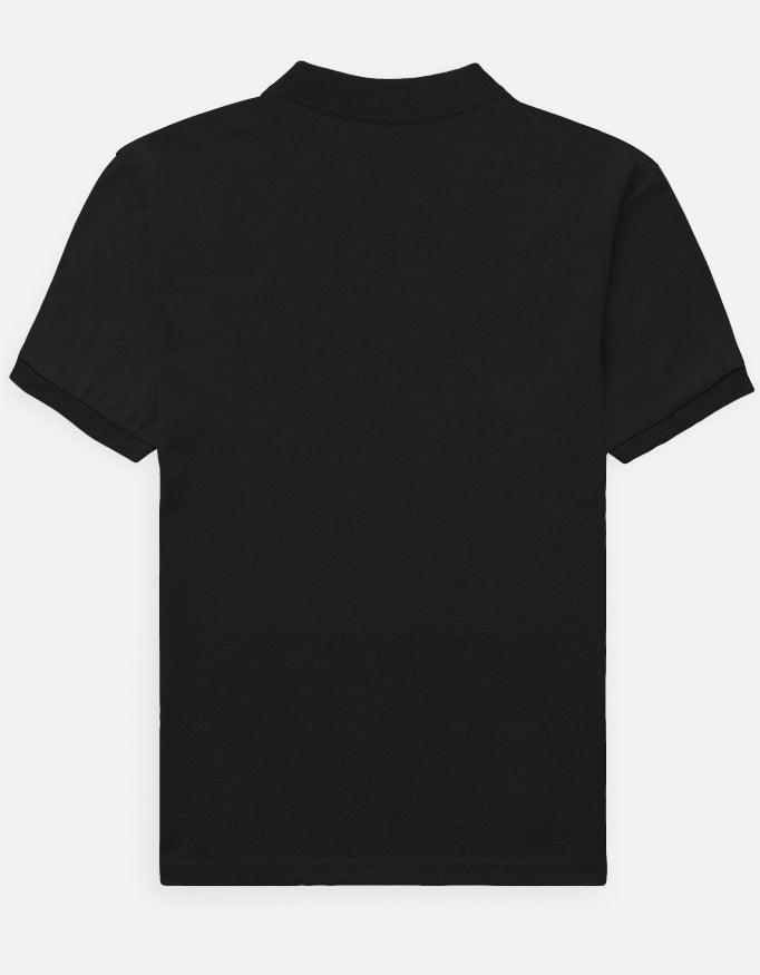 Trend Fever black premium cotton polo T-shirt with minimal TF chest logo