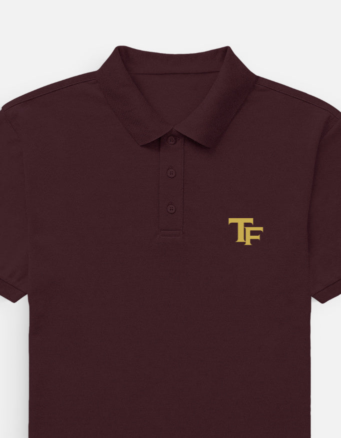 Trend Fever maroon 220 GSM cotton polo T-shirt with minimal TF logo