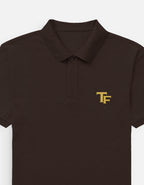 Trend Fever premium Brown polo T-shirt with minimal TF logo in 100% cotton 220 GSM Airtex fabric