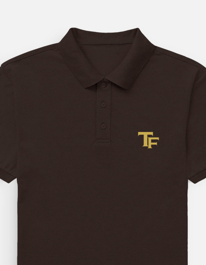 Trend Fever premium Brown polo T-shirt with minimal TF logo in 100% cotton 220 GSM Airtex fabric