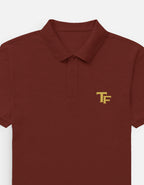 Trend Fever premium Red polo T-shirt with minimal TF logo in 100% cotton 220 GSM Airtex fabric