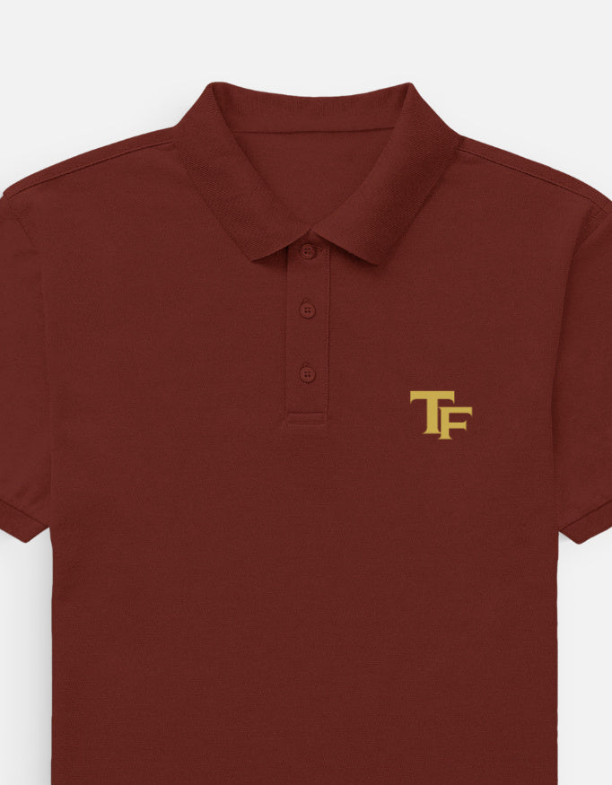 Trend Fever premium Red polo T-shirt with minimal TF logo in 100% cotton 220 GSM Airtex fabric