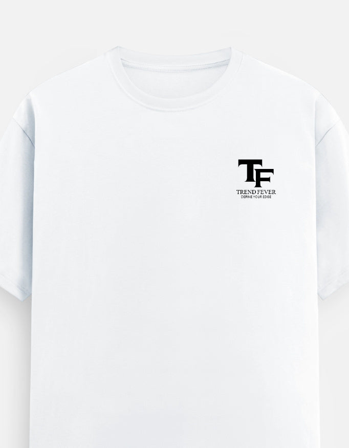 White premium cotton t-shirt with minimalist logo design