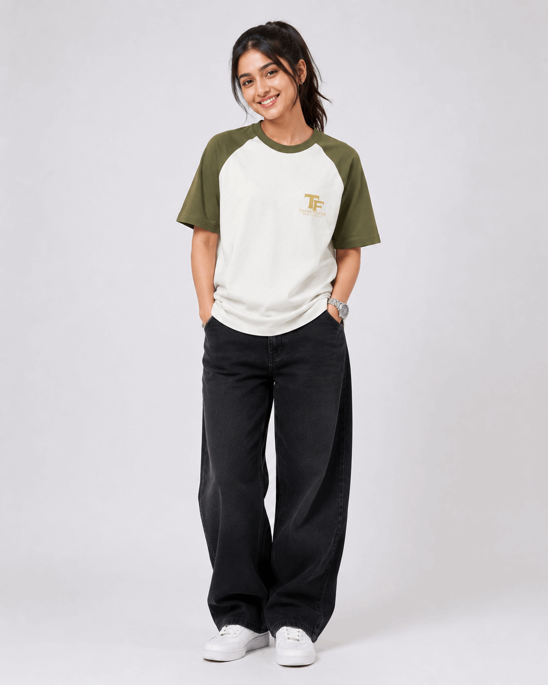 Trend Fever Oversized Raglan Tee | Embroidery print