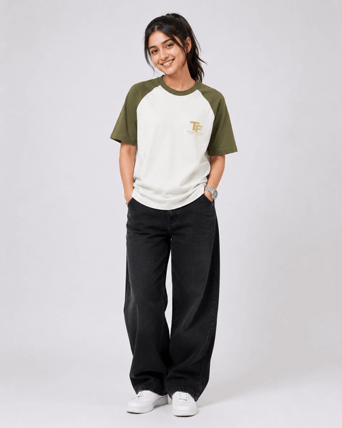 Trend Fever Oversized Raglan Tee | Embroidery print
