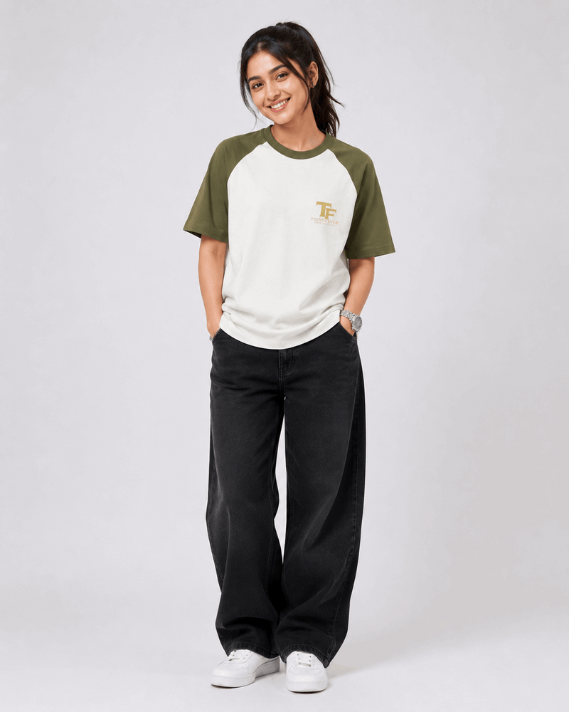 Trend Fever Oversized Raglan Tee | Embroidery print