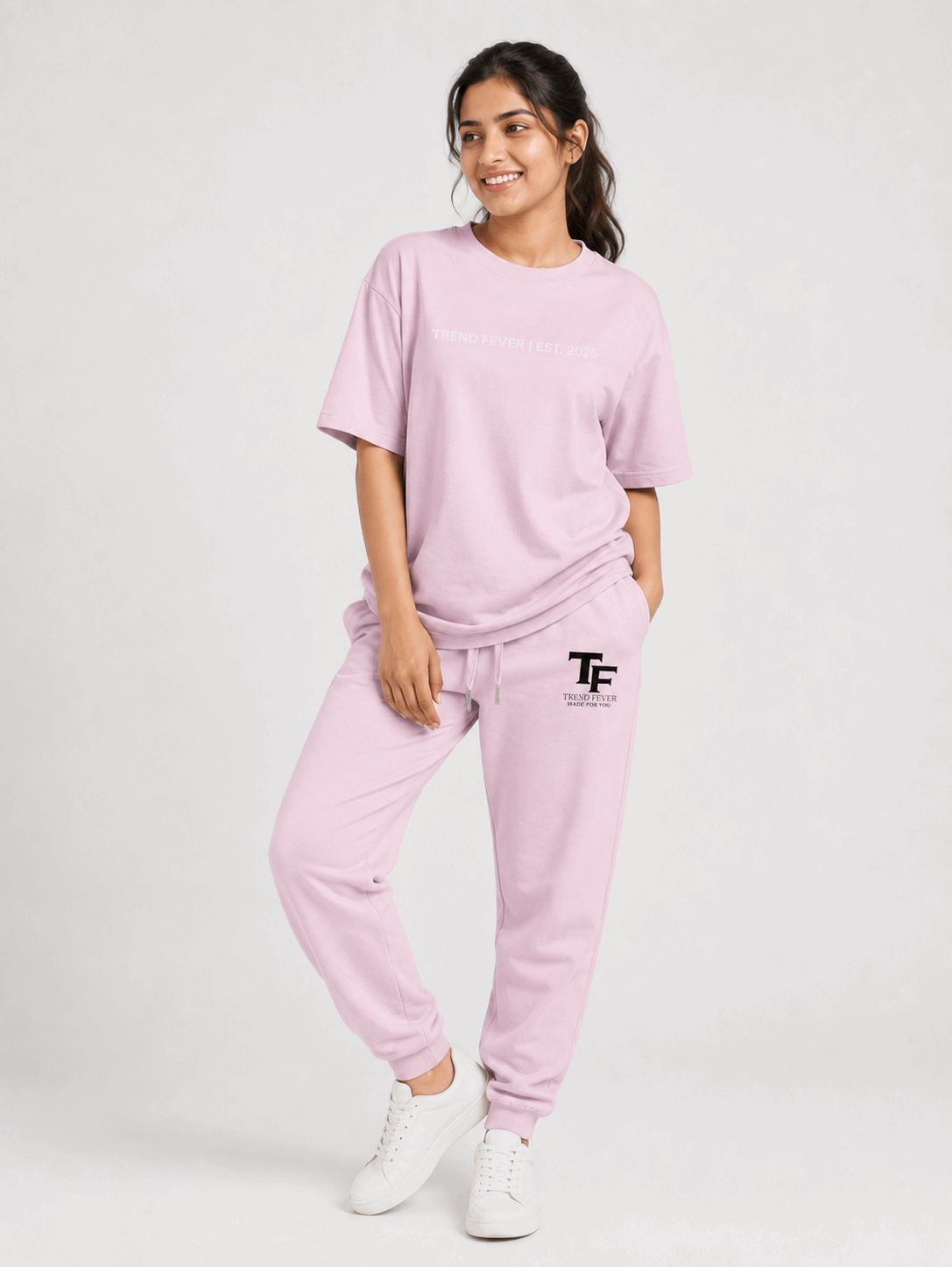 Trend Fever Essential Light Baby Pink Premium Cotton Joggers | 260 GSM Unisex Relaxed Fit