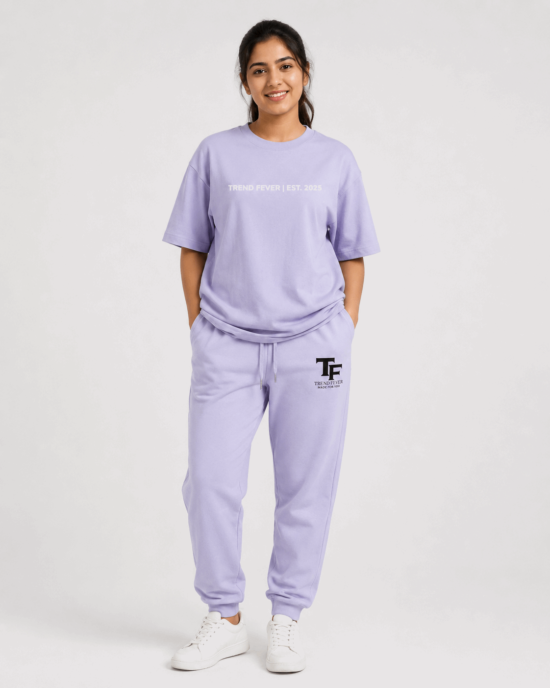 Trend Fever Essential Lavender Premium Cotton Joggers | 260 GSM Unisex Relaxed Fit