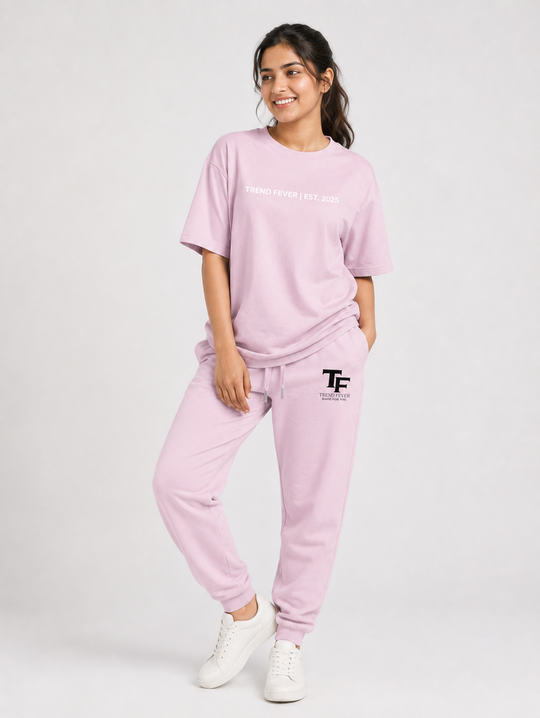 Trend Fever Essential Light Baby Pink Premium Cotton Joggers | 260 GSM Unisex Relaxed Fit