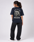 Trend Fever "Born to Ride" Unisex Oversized Biker Graphic T-Shirt | 100% Cotton, 180 GSM Streetwear Tee