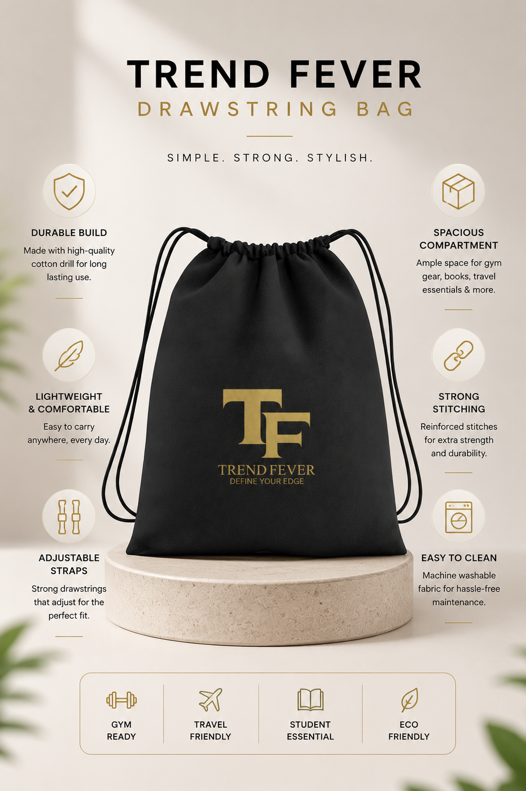 Trend Fever Premium Cotton Drawstring Bag