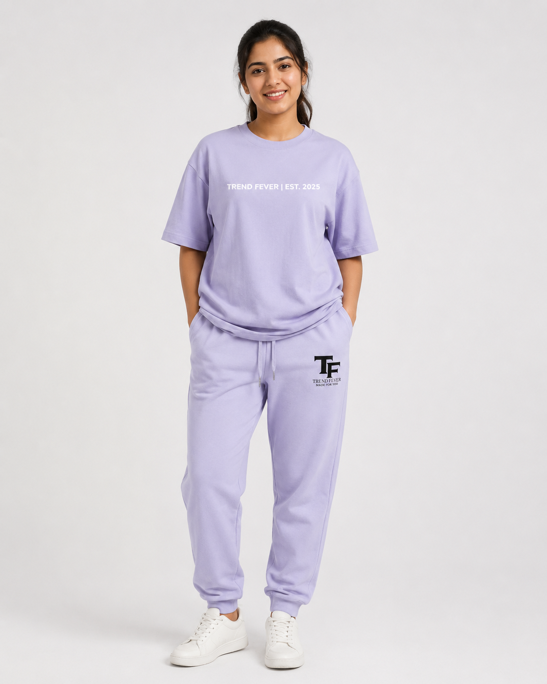 Trend Fever Essential Lavender Premium Cotton Joggers | 260 GSM Unisex Relaxed Fit