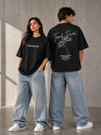Trend Fever Floral Graphic Oversized T-Shirt | 240 GSM Premium Cotton | Unisex Streetwear Tee India