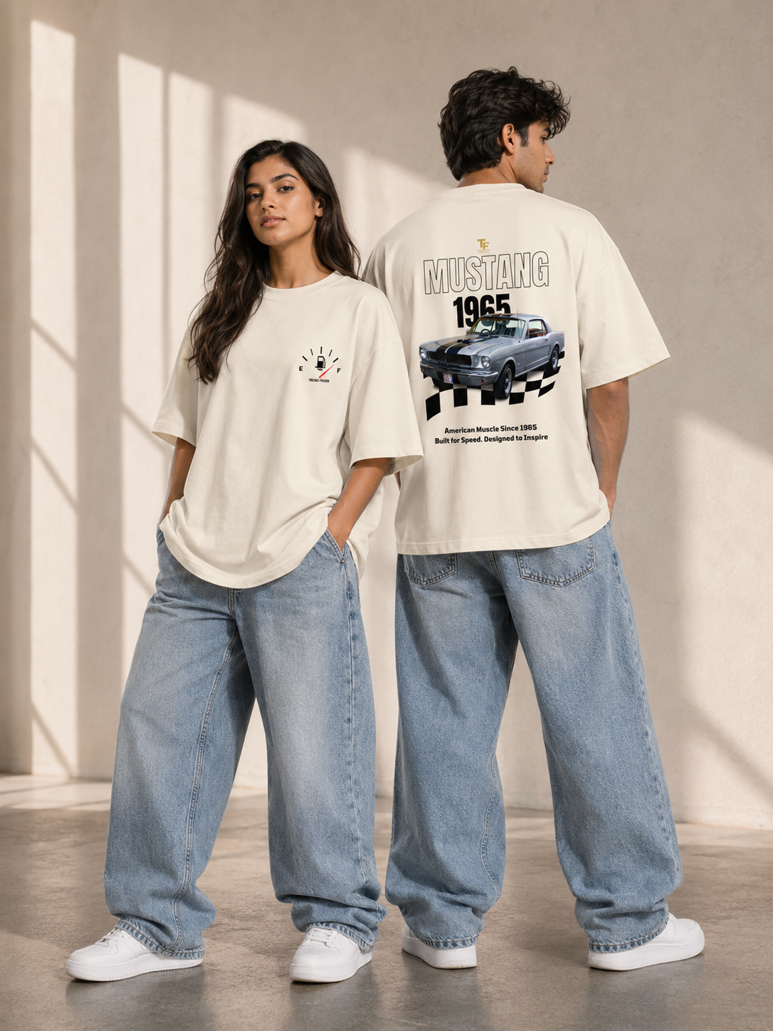 Vintage Muscle Car Graphic Oversized T-Shirt for Men & Women | 260 GSM Premium Terry | Trend Fever