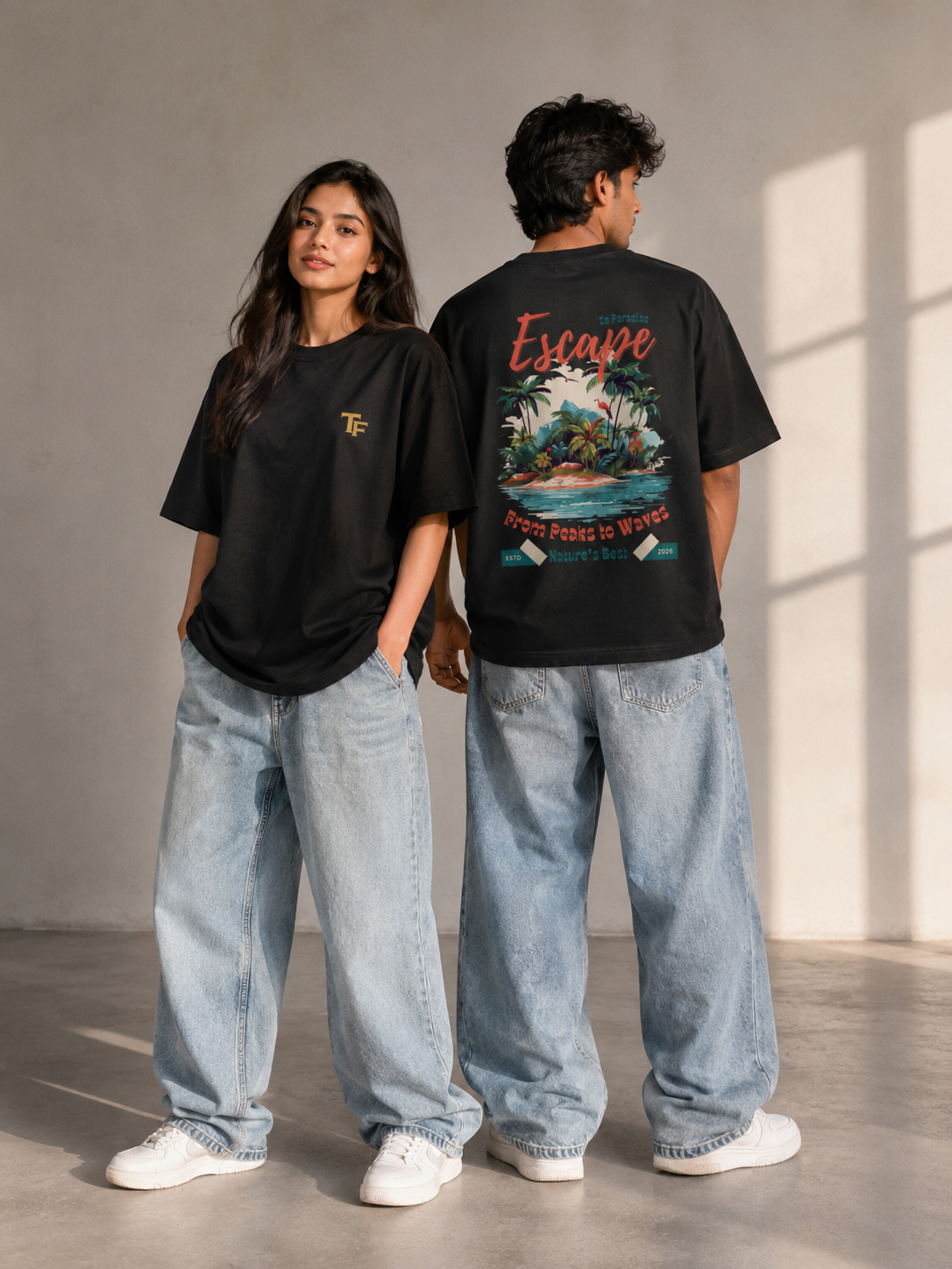 Escape Paradise Oversized T-Shirt | 240 GSM Premium Cotton Streetwear | Trend Fever