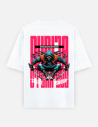 Trend Fever Stealth Strike Ninja oversized white graphic T-shirt with premium Japanese ninja artwork