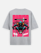 Trend Fever Stealth Strike Ninja oversized grey melange graphic T-shirt for men and women