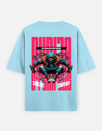 Trend Fever Stealth Strike Ninja oversized sky blue premium cotton graphic T-shirt
